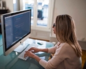 woman working at a computer