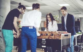 A foosball is included in a startup’s employment perks.